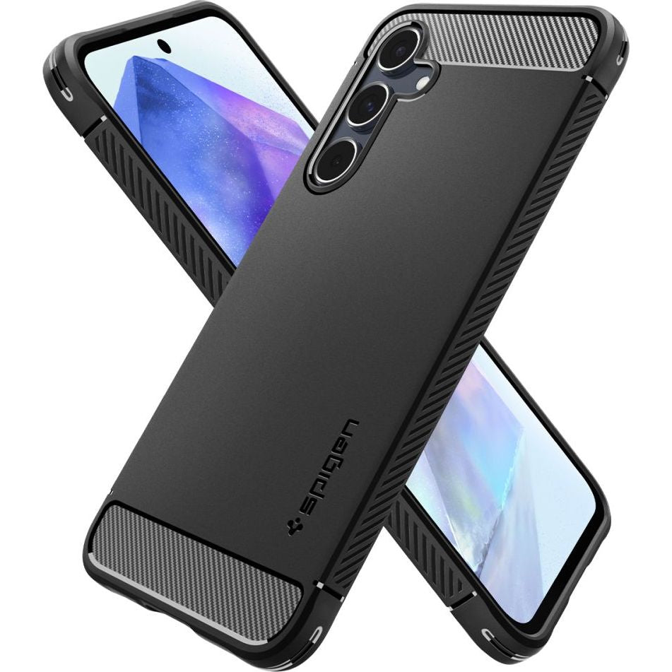 Schutzhülle für Galaxy A55 5G, Spigen Rugged Armor, Schwarz
