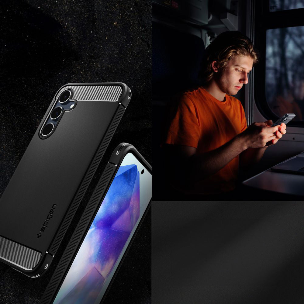 Schutzhülle für Galaxy A55 5G, Spigen Rugged Armor, Schwarz