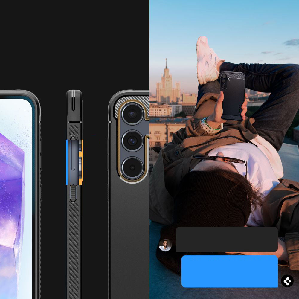 Schutzhülle für Galaxy A55 5G, Spigen Rugged Armor, Schwarz
