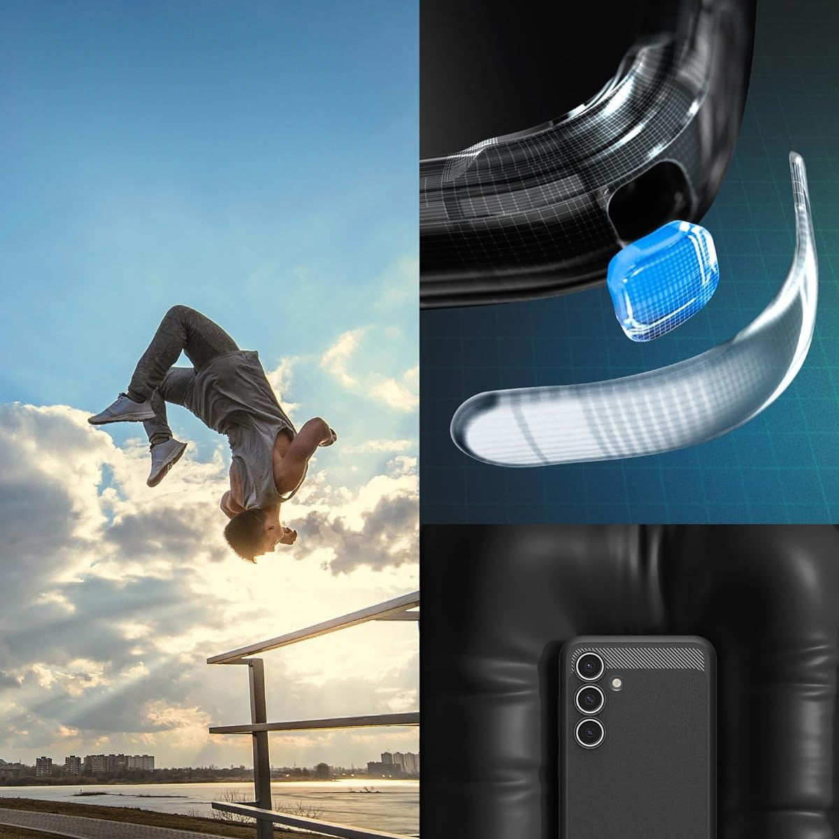 Handyhülle für Galaxy S24 FE, Spigen Rugged Armor, Schwarz