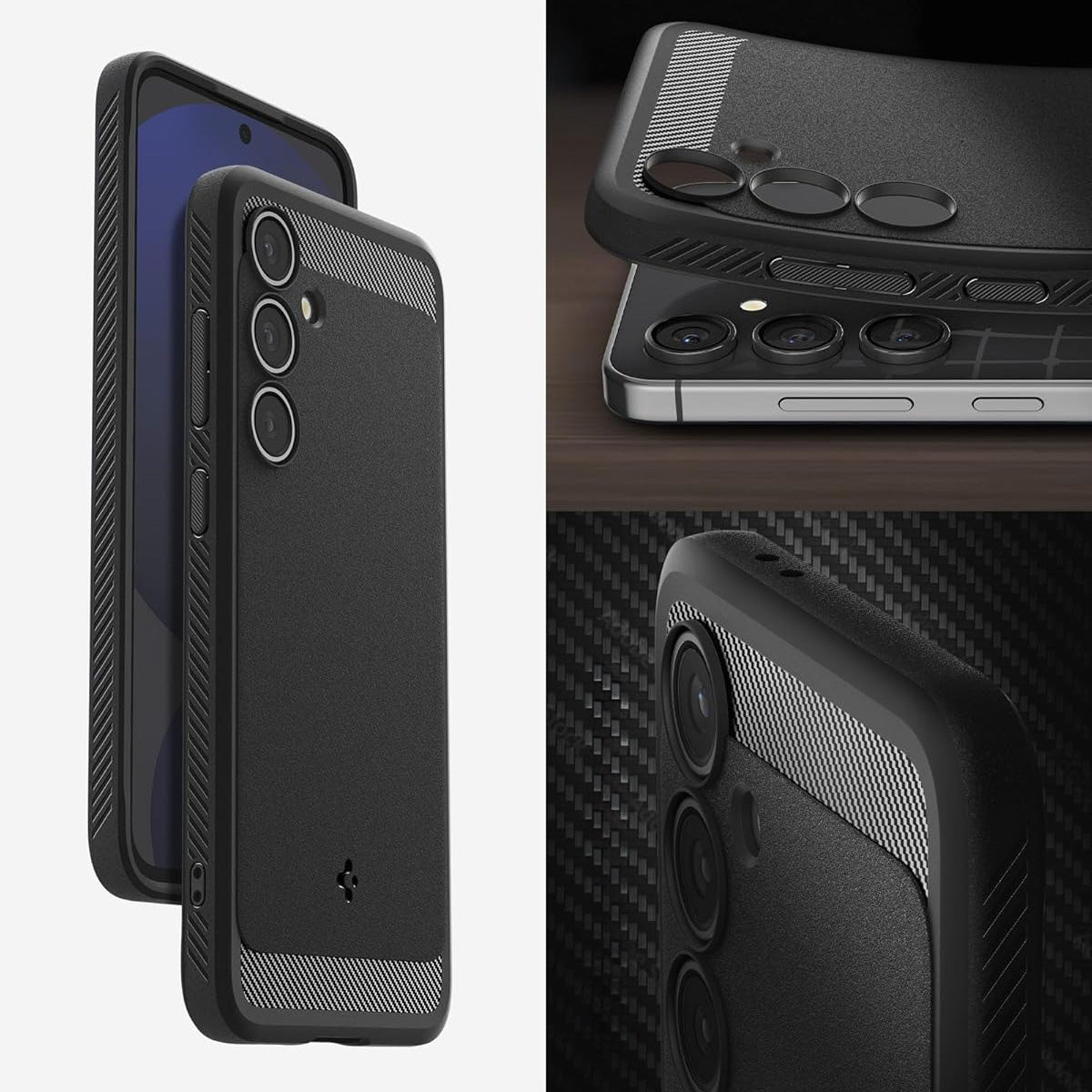 Handyhülle für Galaxy S24 FE, Spigen Rugged Armor, Schwarz