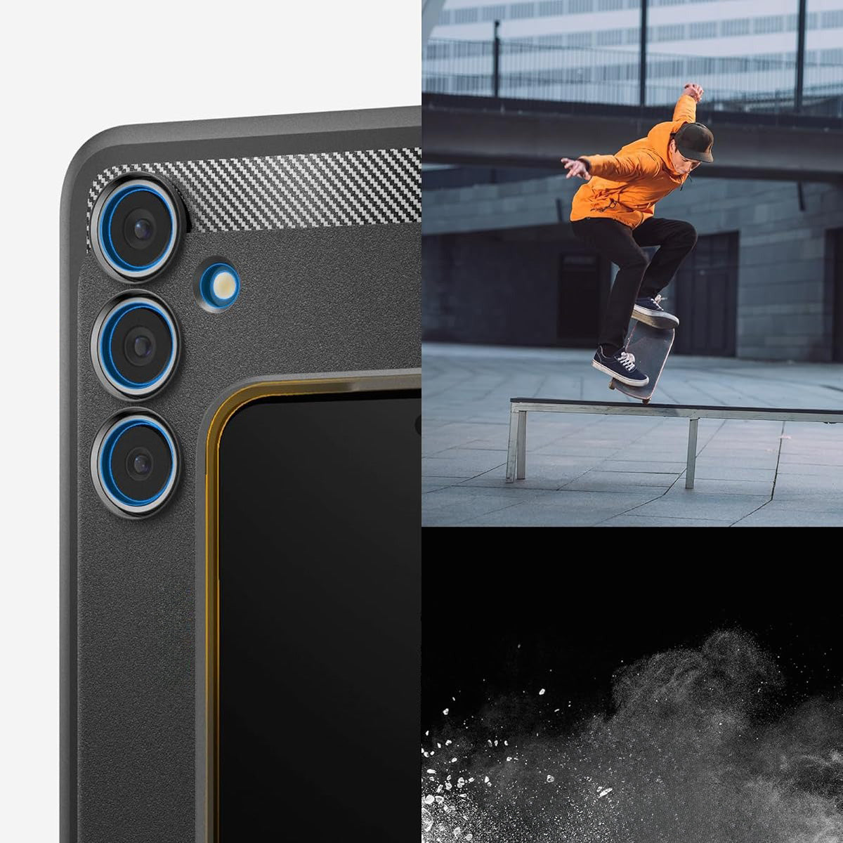 Handyhülle für Galaxy S24 FE, Spigen Rugged Armor, Schwarz