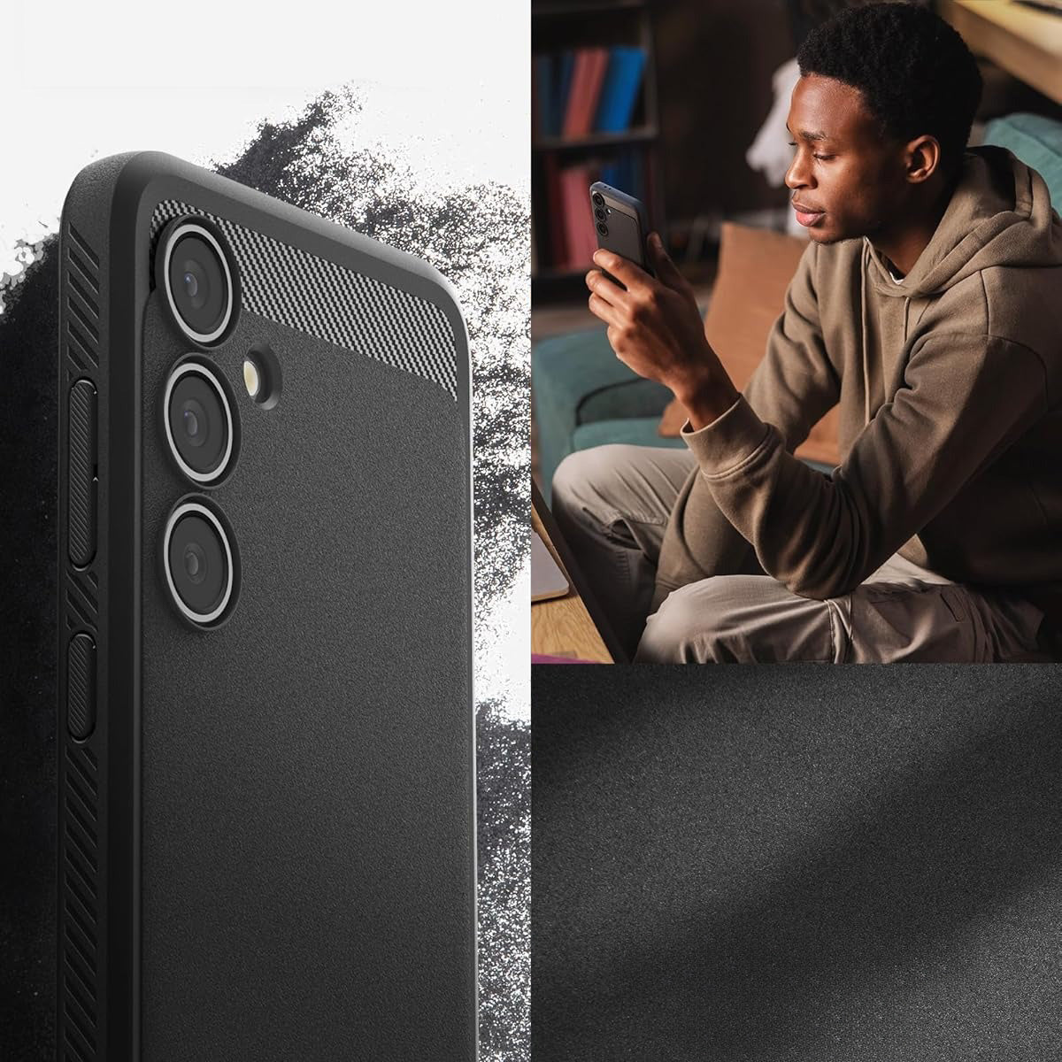 Handyhülle für Galaxy S24 FE, Spigen Rugged Armor, Schwarz