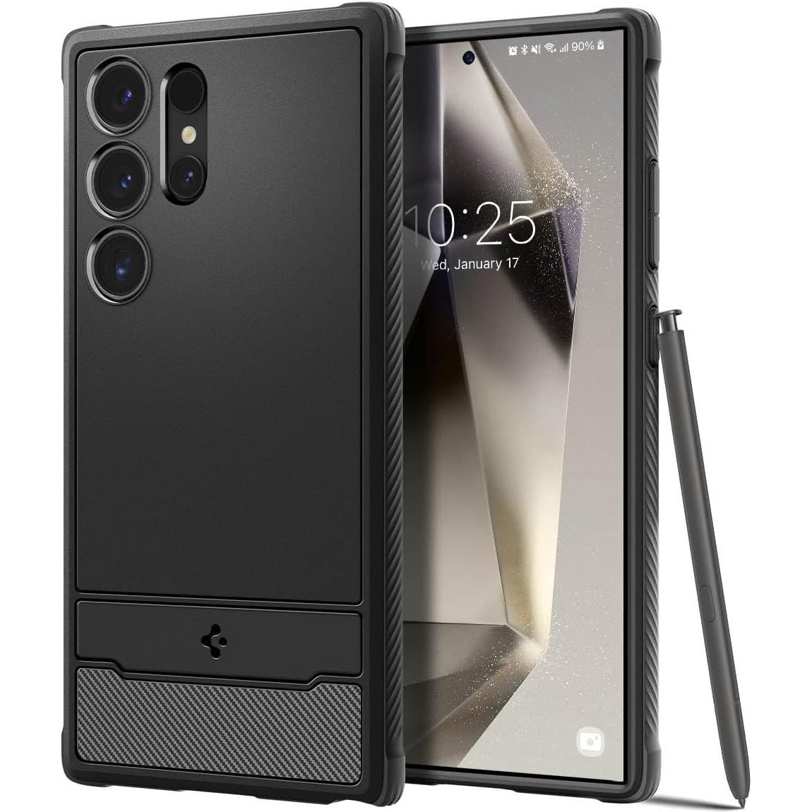Schutzhülle für Galaxy S24 Ultra, Spigen Rugged Armor, Schwarz