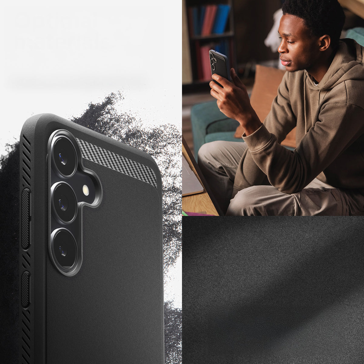 Handyhülle für Galaxy S25 FE, Spigen Rugged Armor, Schwarz