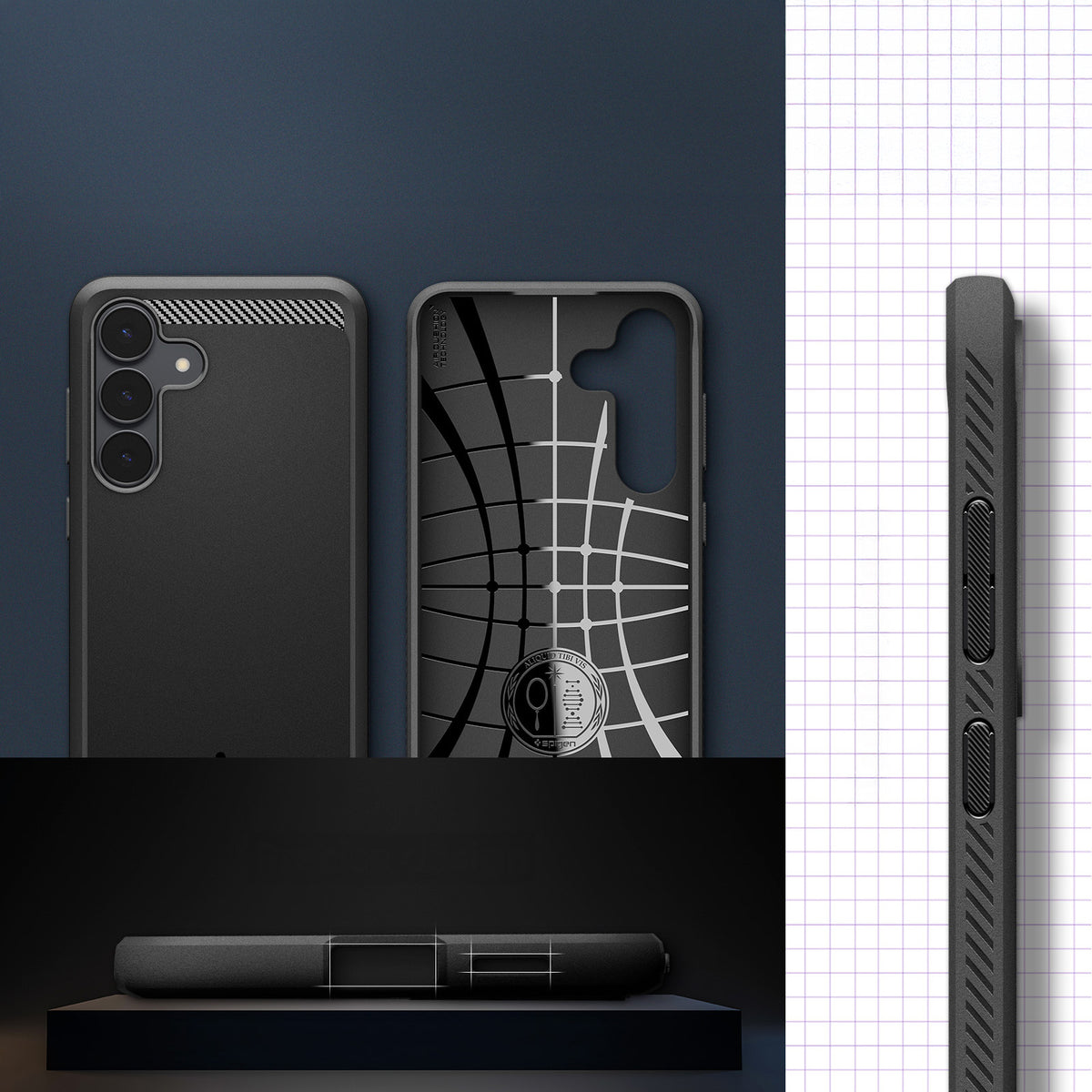 Handyhülle für Galaxy S25 FE, Spigen Rugged Armor, Schwarz