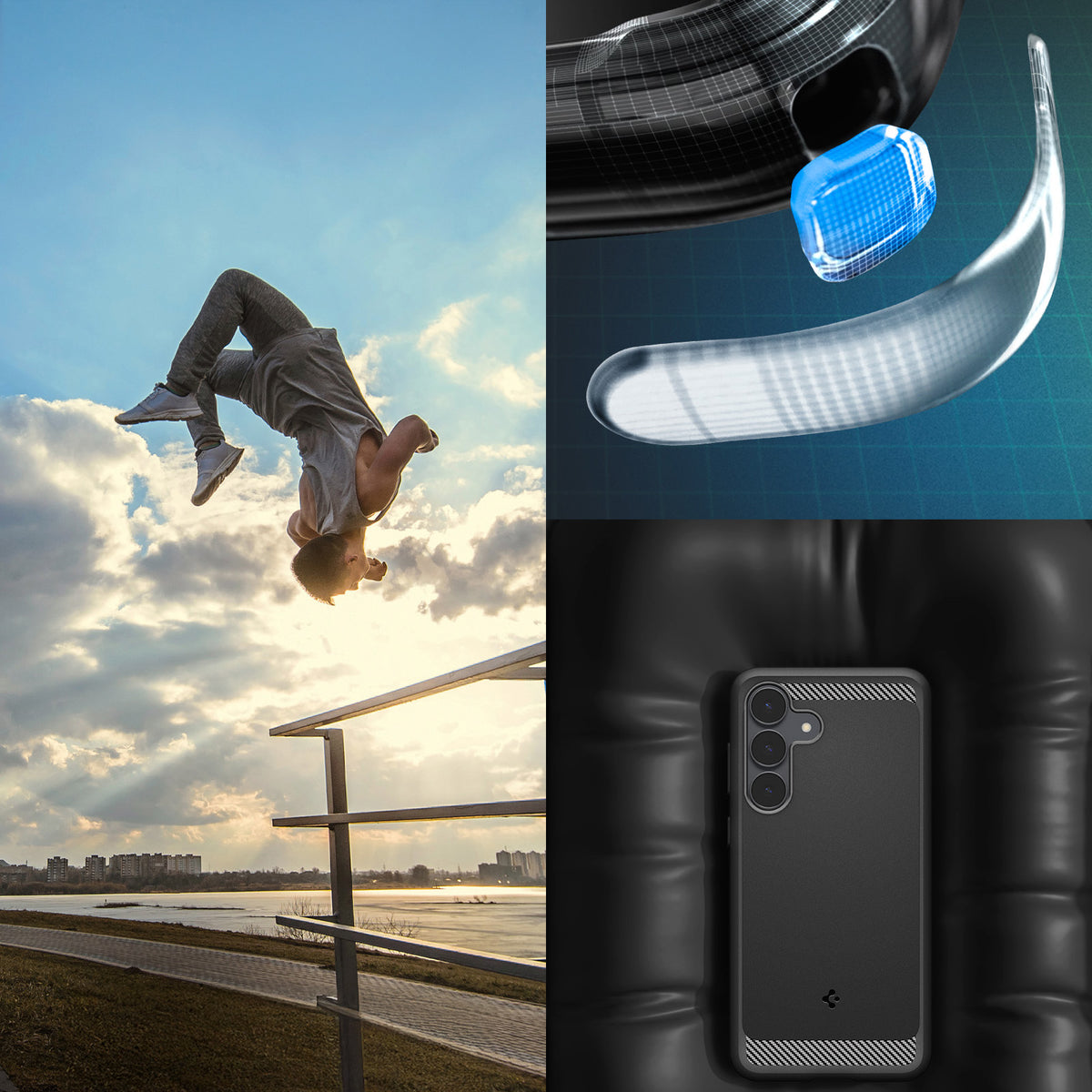 Handyhülle für Galaxy S25 FE, Spigen Rugged Armor, Schwarz
