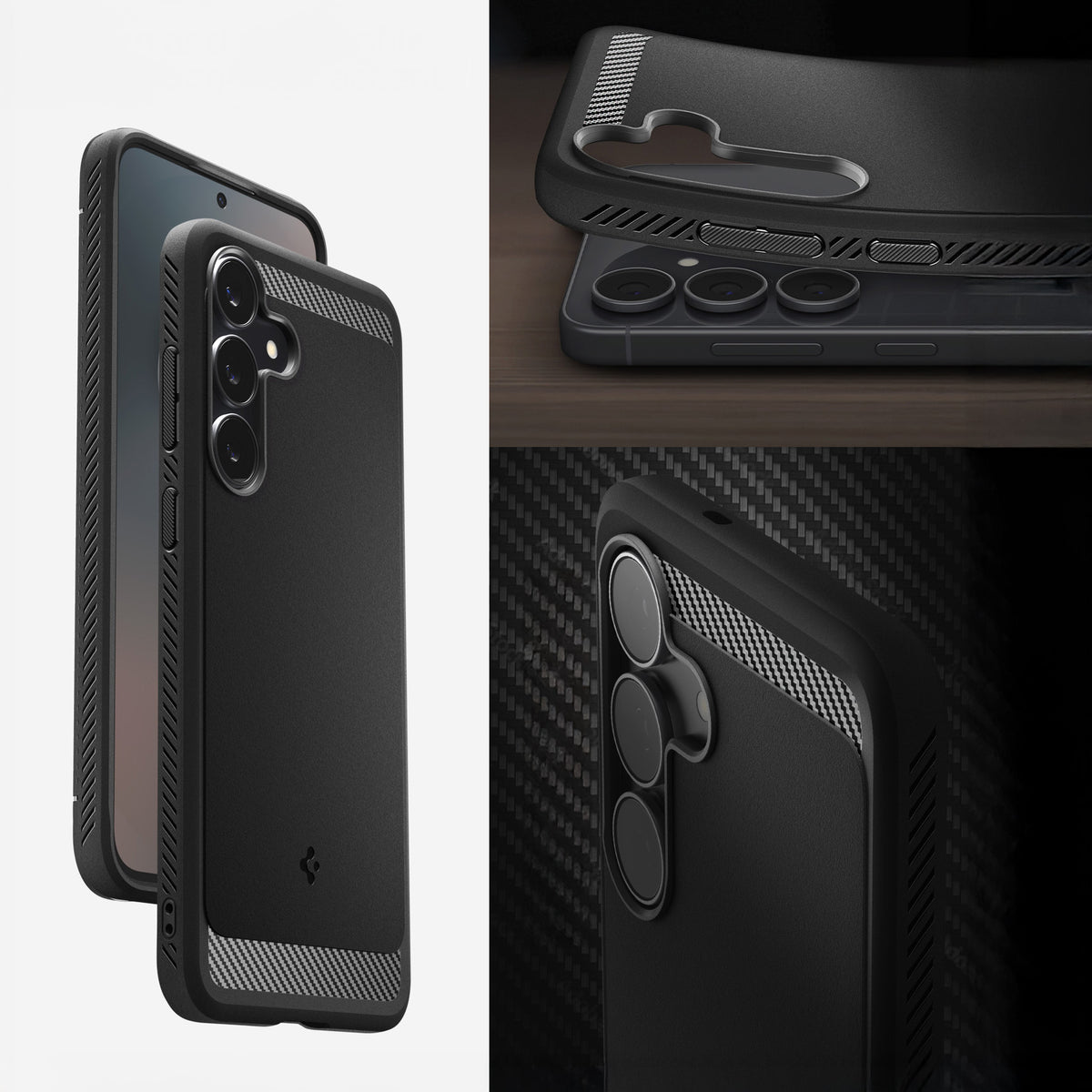 Handyhülle für Galaxy S25 FE, Spigen Rugged Armor, Schwarz