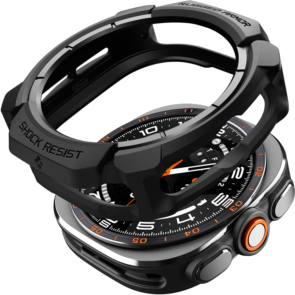 Hülle für Galaxy Watch Ultra 2 (47 mm), Spigen Rugged Armor, Schwarz
