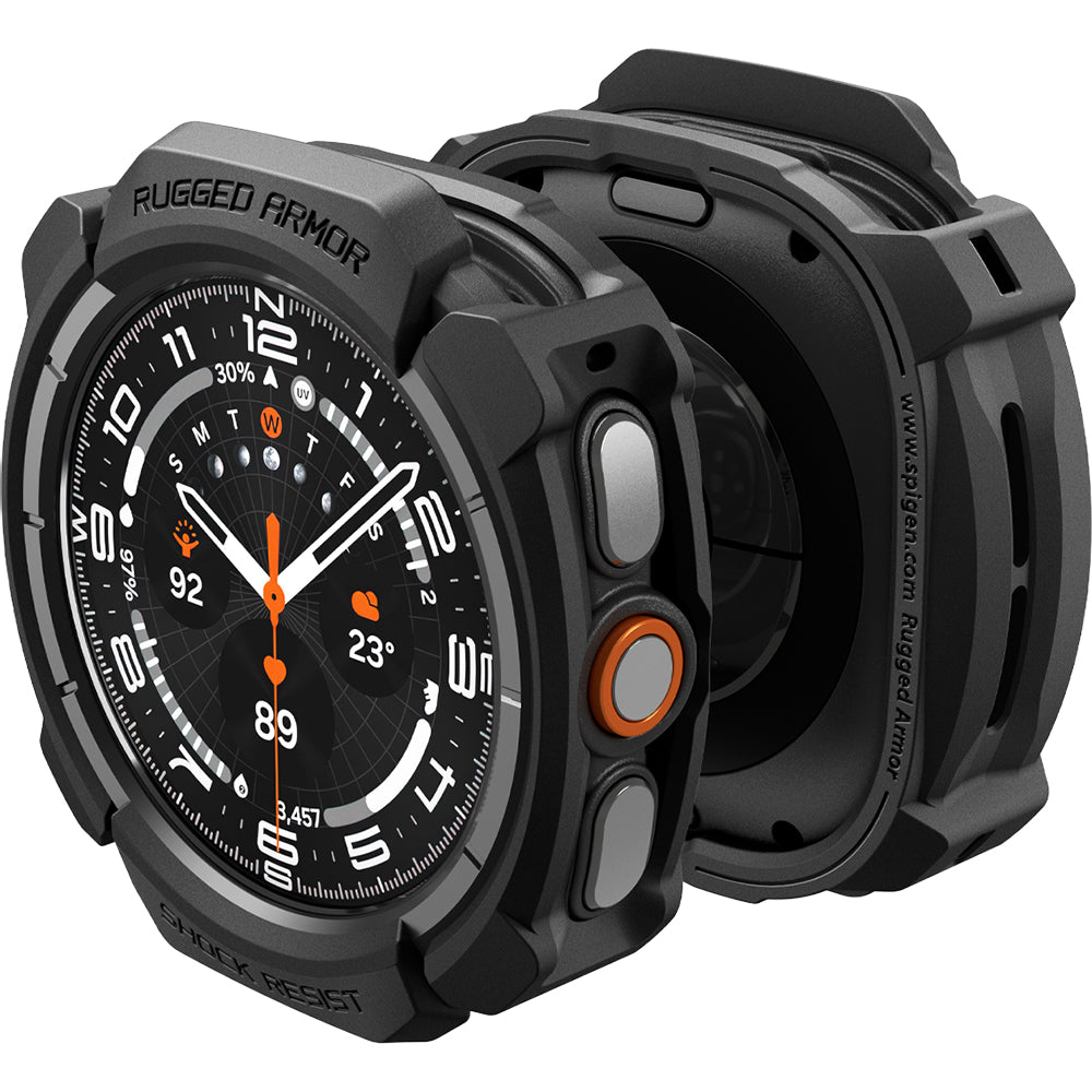 Hülle für Galaxy Watch Ultra 2 (47 mm), Spigen Rugged Armor, Schwarz