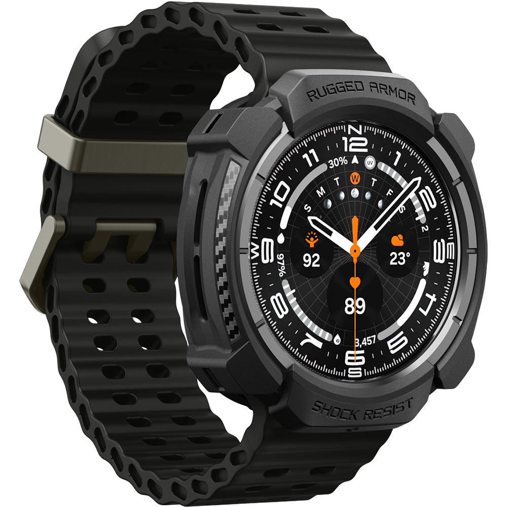 Hülle für Galaxy Watch Ultra 2 (47 mm), Spigen Rugged Armor, Schwarz