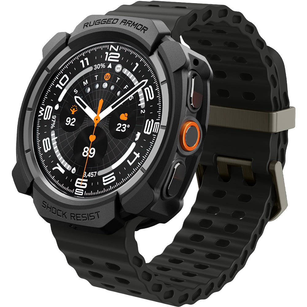 Hülle für Galaxy Watch Ultra 2 (47 mm), Spigen Rugged Armor, Schwarz