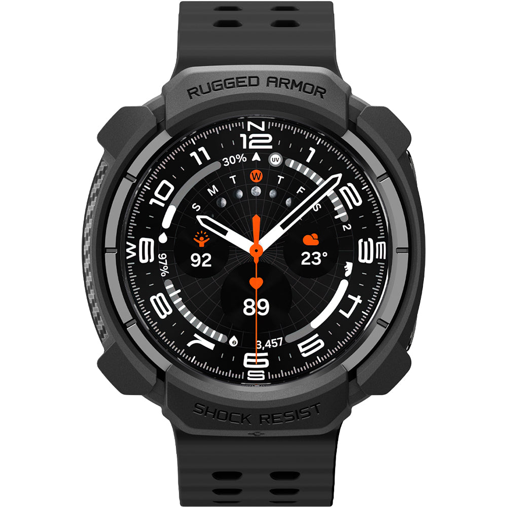 Hülle für Galaxy Watch Ultra 2 (47 mm), Spigen Rugged Armor, Schwarz