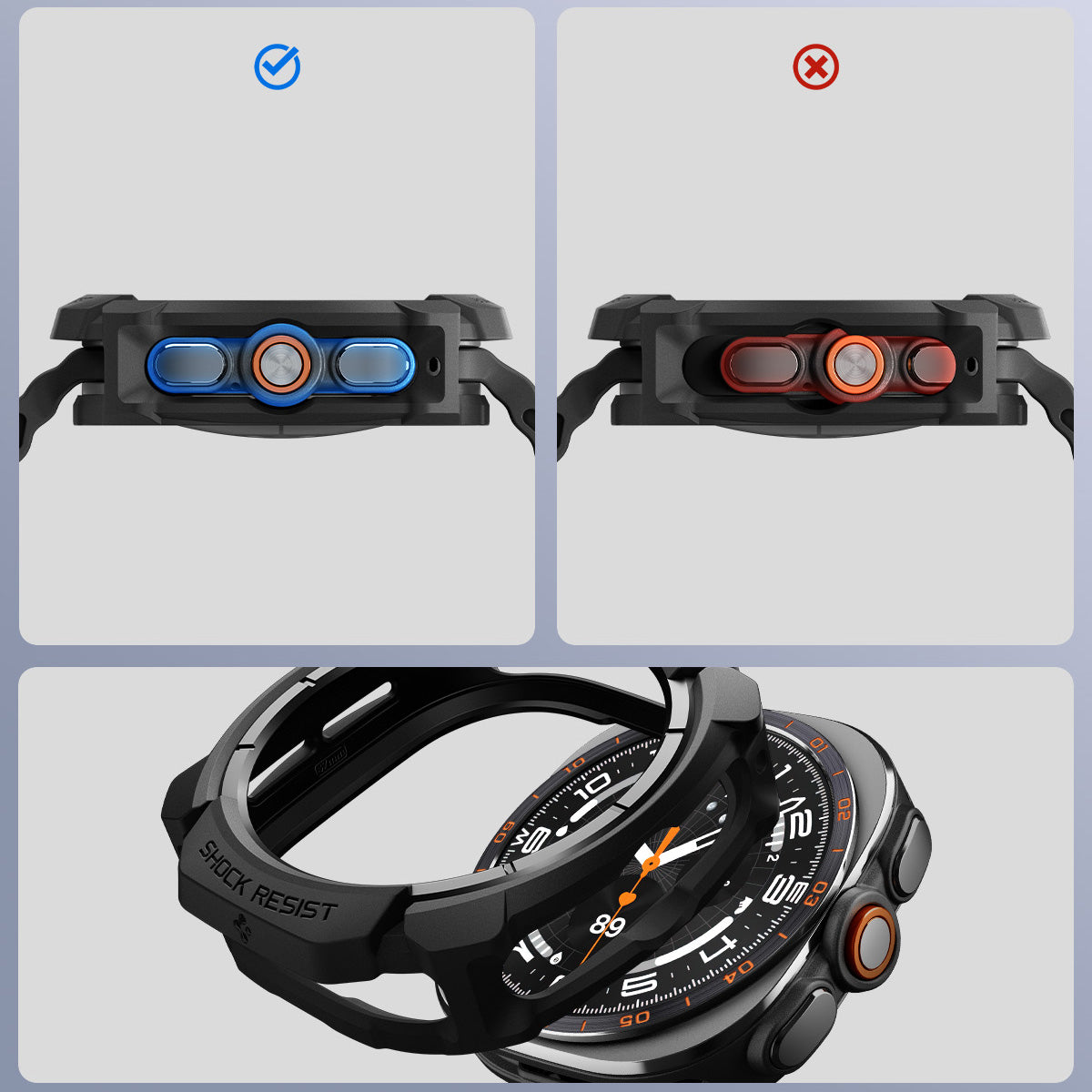Hülle für Galaxy Watch Ultra 2 (47 mm), Spigen Rugged Armor, Schwarz