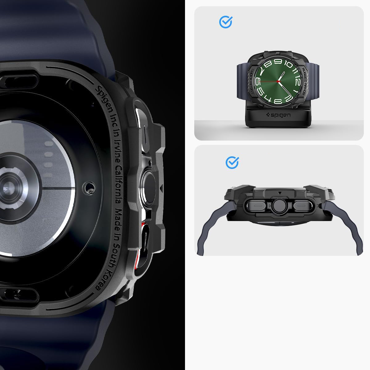 Schutzhülle für Galaxy Watch Ultra 2 / 1, Spigen Rugged Armor, Schwarz