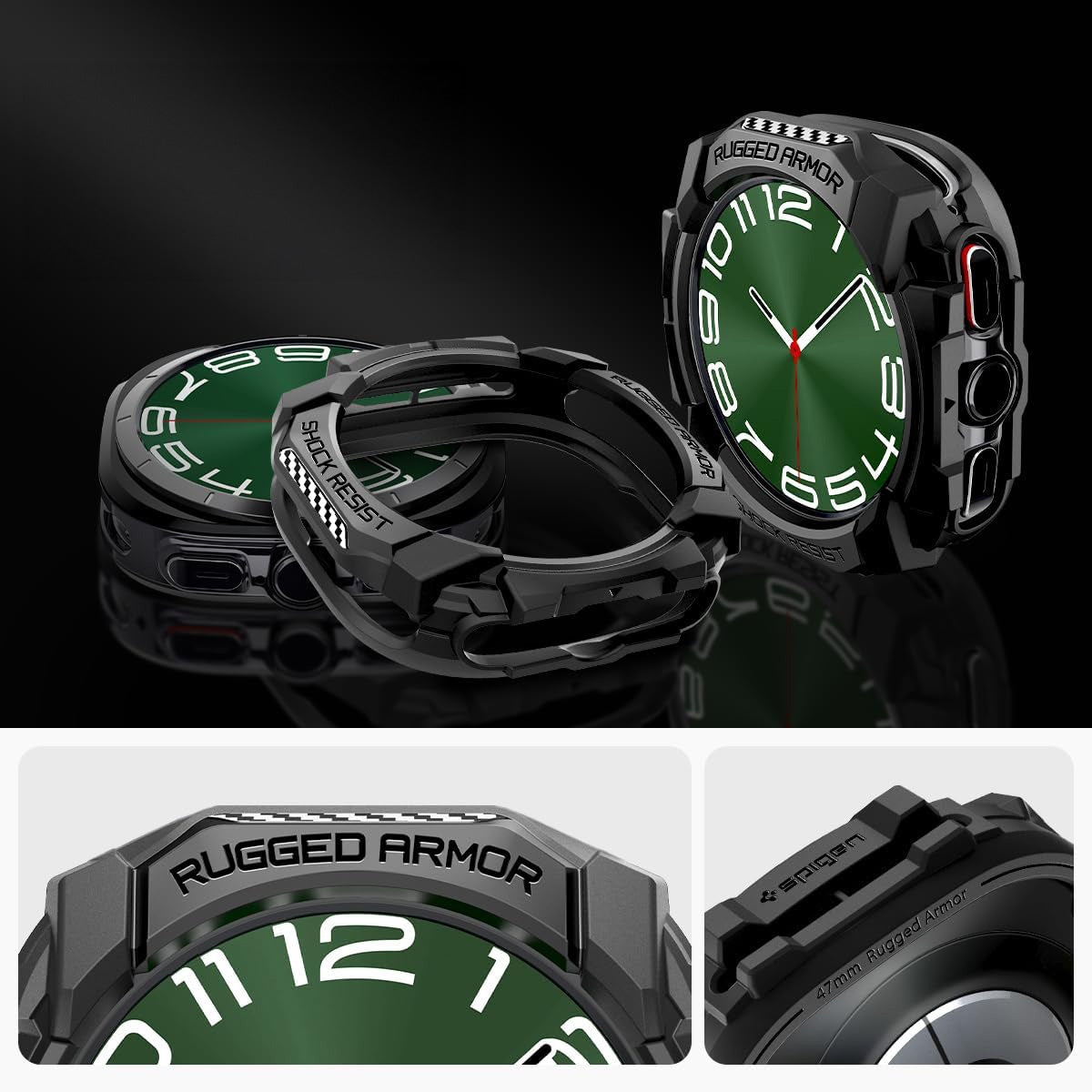 Schutzhülle für Galaxy Watch Ultra 2 / 1, Spigen Rugged Armor, Schwarz