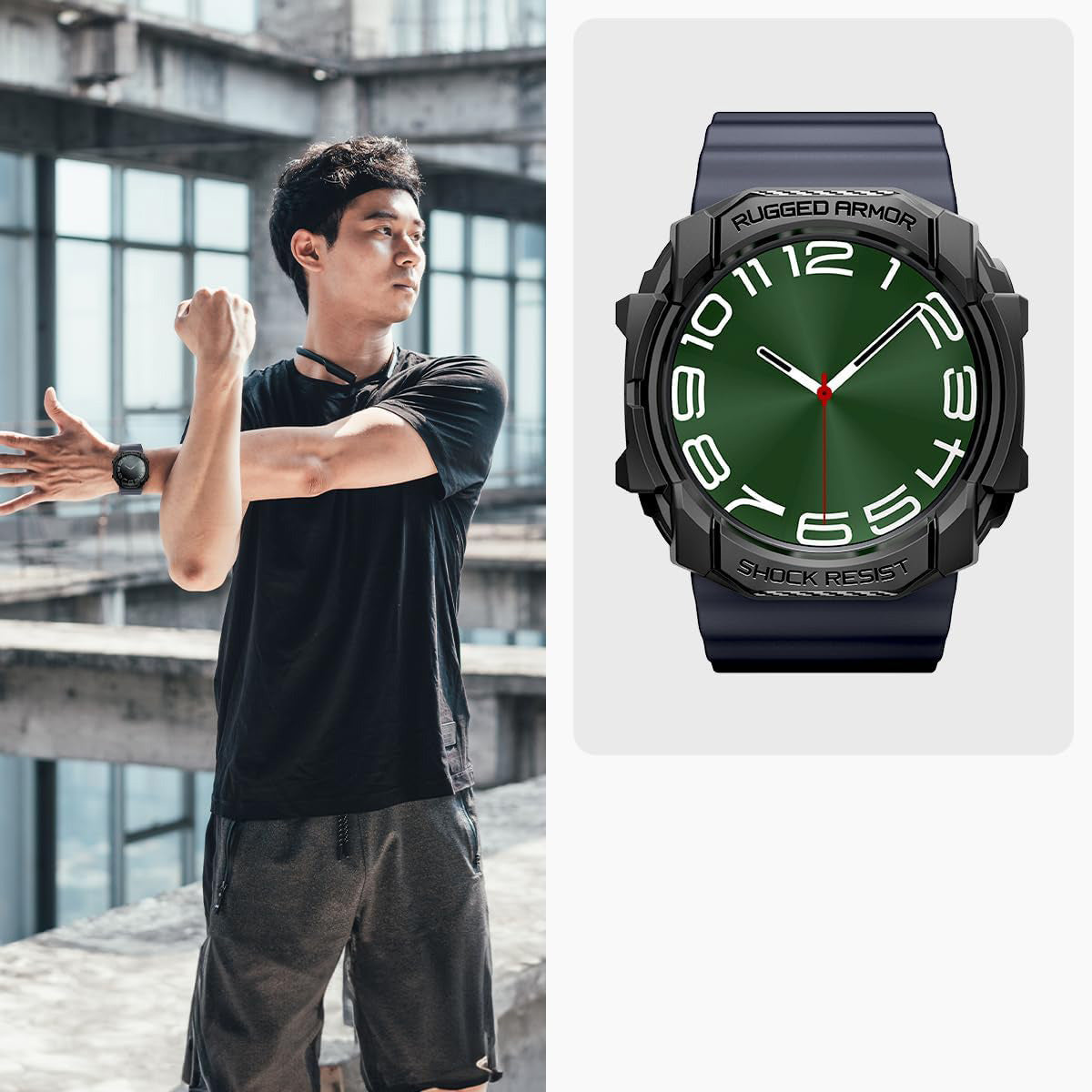 Schutzhülle für Galaxy Watch Ultra 2 / 1, Spigen Rugged Armor, Schwarz