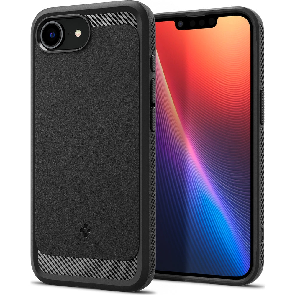 Handyhülle für iPhone 17e / 16e, Spigen Rugged Armor Mag mit MagSafe, Schwarz