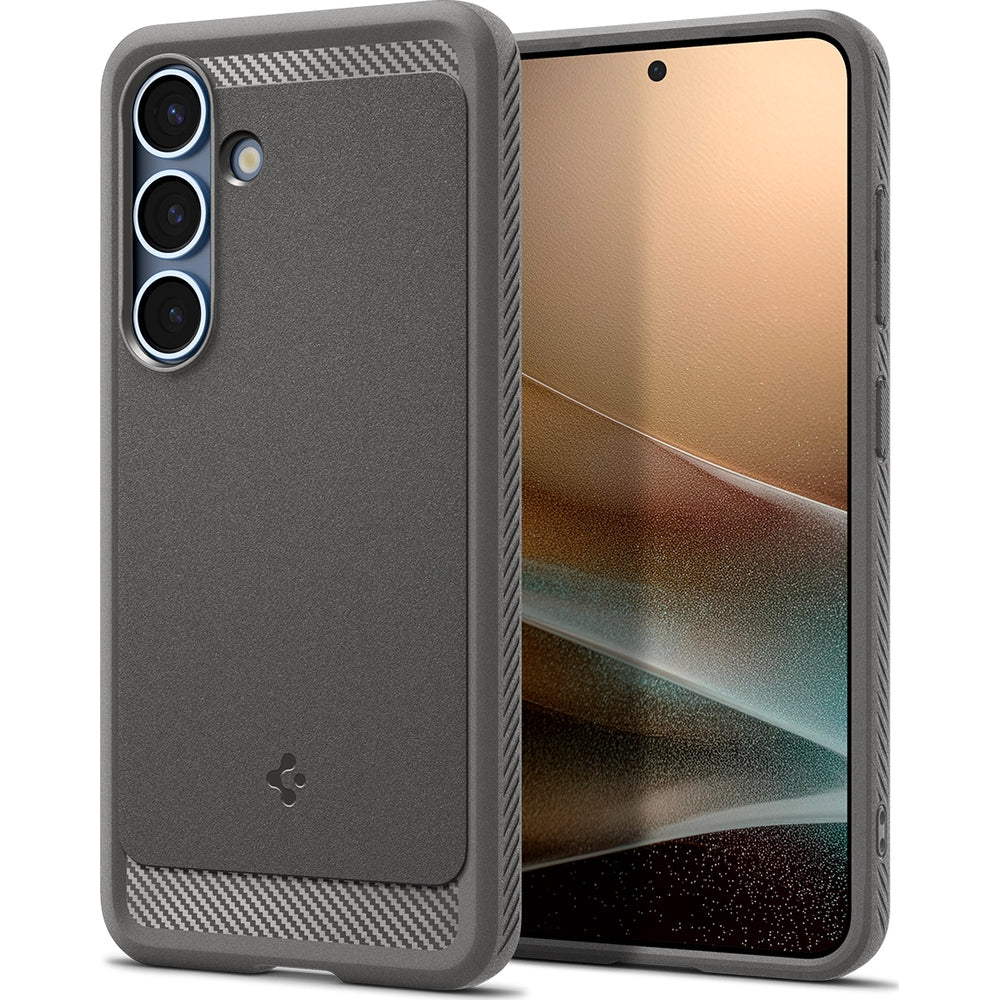 Handyhülle für Galaxy S25, Spigen Rugged Armor Mag mit MagSafe, Grau