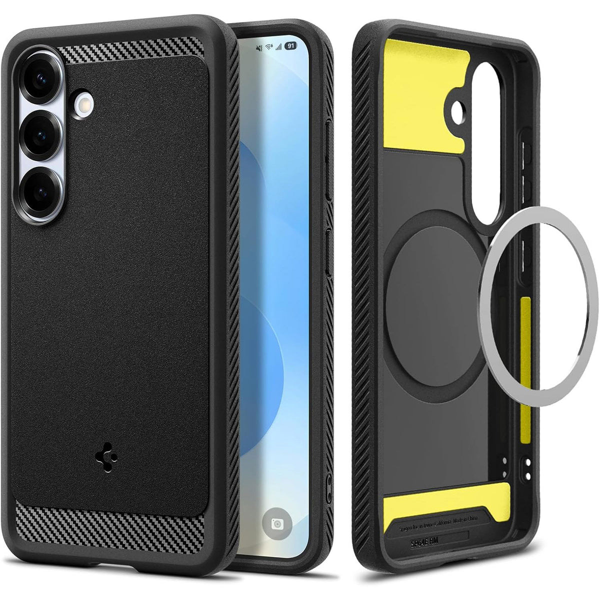 Handyhülle für Galaxy S25 Plus, Spigen Rugged Armor Mag mit MagSafe, Schwarz
