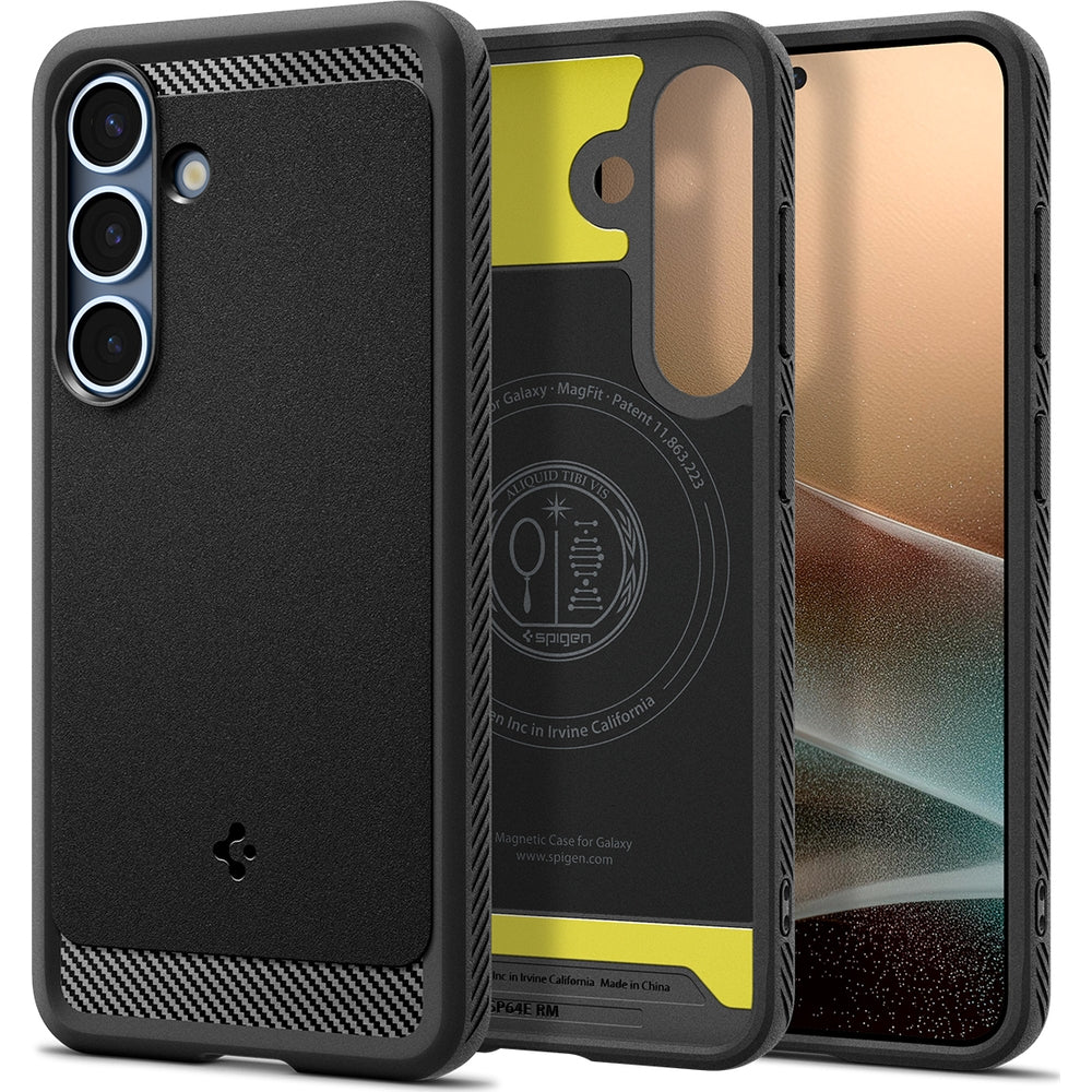 Handyhülle für Galaxy S25 Plus, Spigen Rugged Armor Mag mit MagSafe, Schwarz