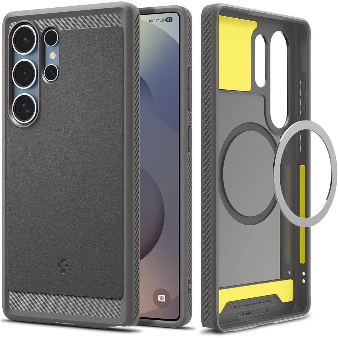 Handyhülle für Galaxy S25 Ultra, Spigen Rugged Armor Mag mit MagSafe, Grau