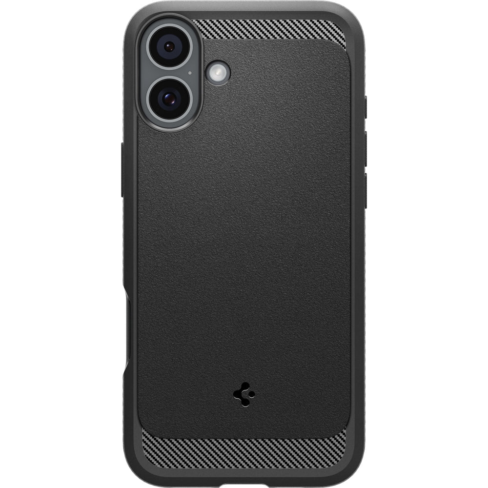 Handyhülle für iPhone 16, Spigen Rugged Armor Mag mit MagSafe, Schwarz