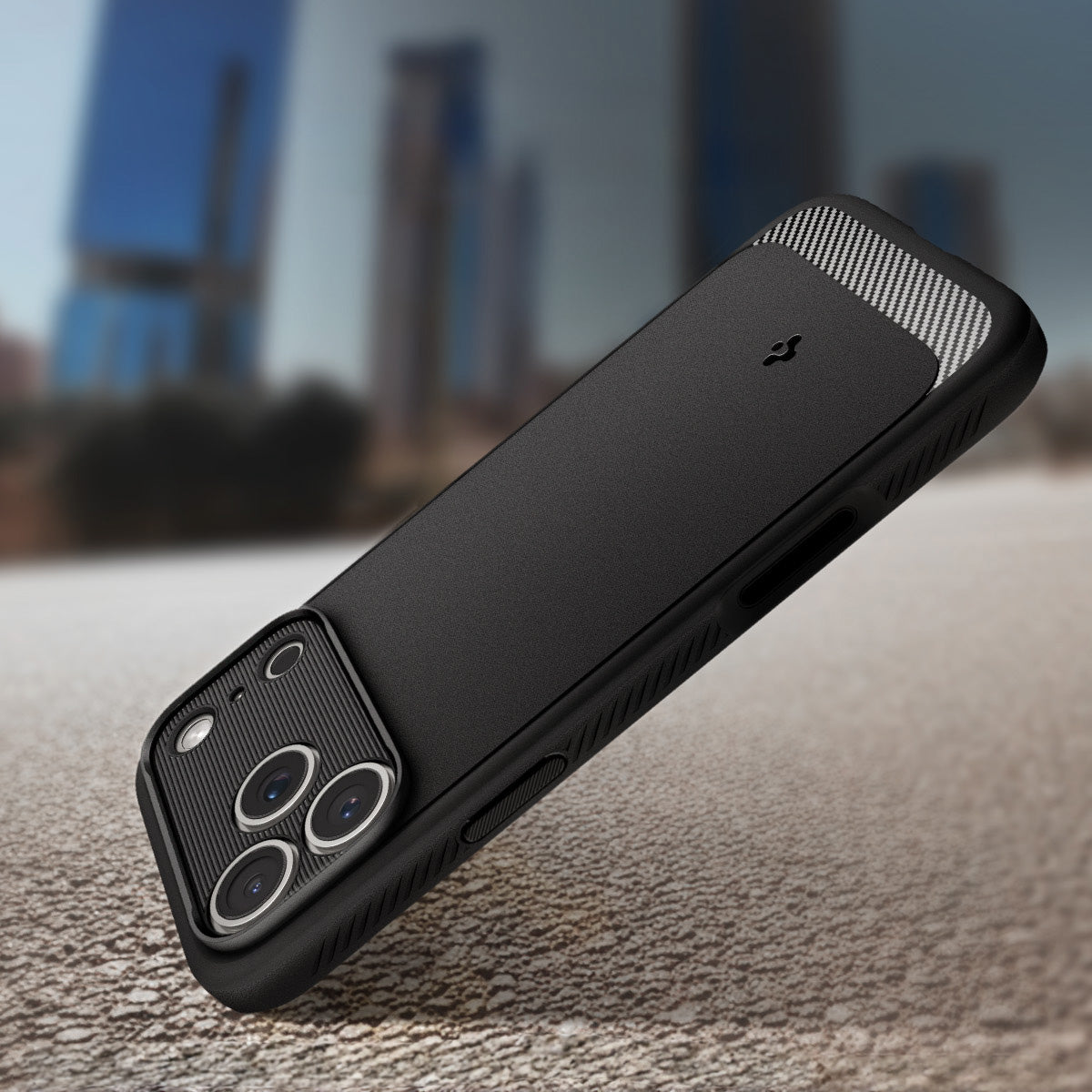 Handyhülle für iPhone 17 Pro, Spigen Rugged Armor Mag mit MagSafe, Schwarz