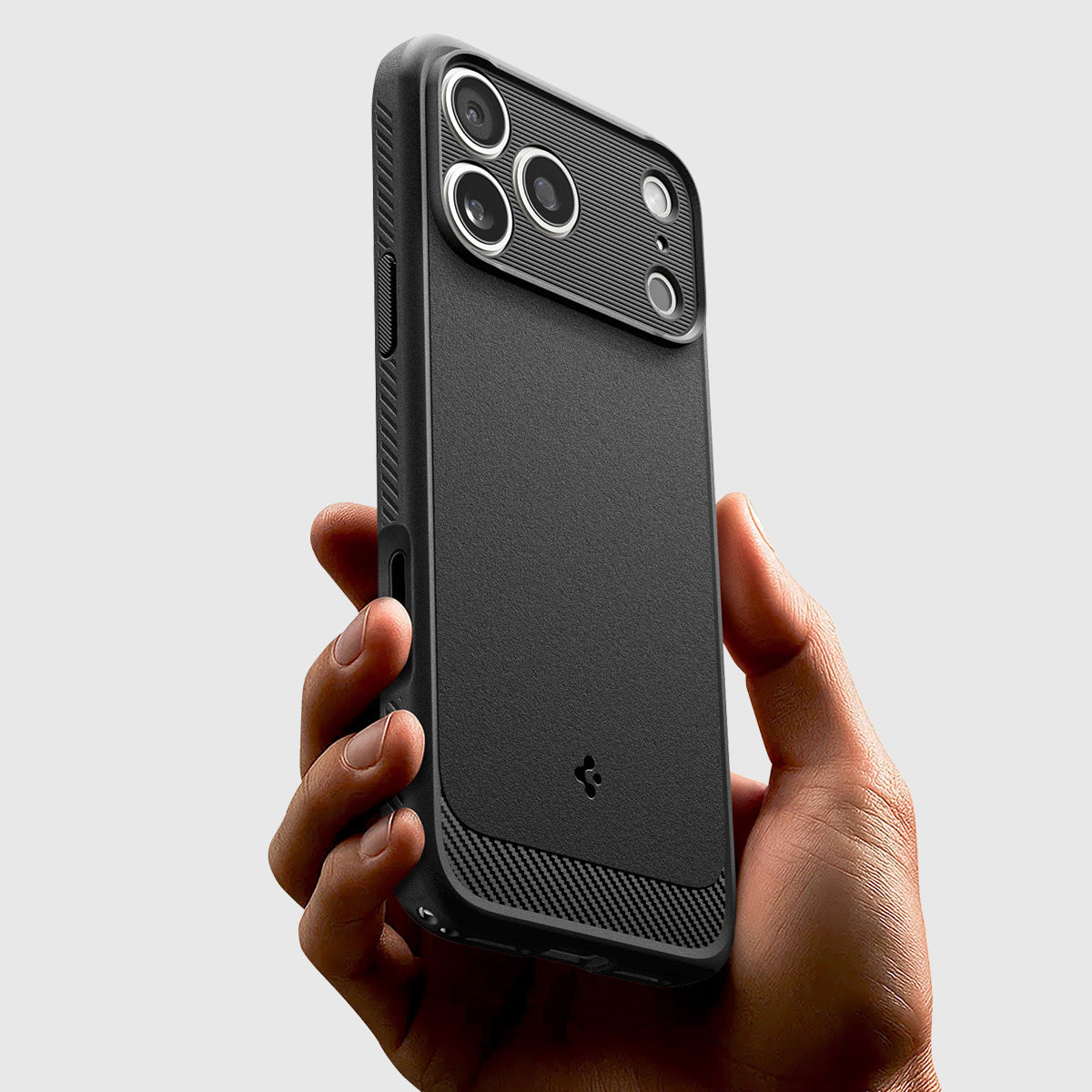Handyhülle für iPhone 17 Pro, Spigen Rugged Armor Mag mit MagSafe, Schwarz