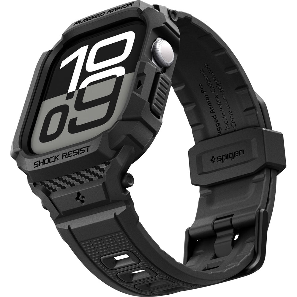 Schutzhülle mit Armband für Apple Watch 11 / 10 42 mm, Spigen Rugged Armor Pro 2, Schwarz