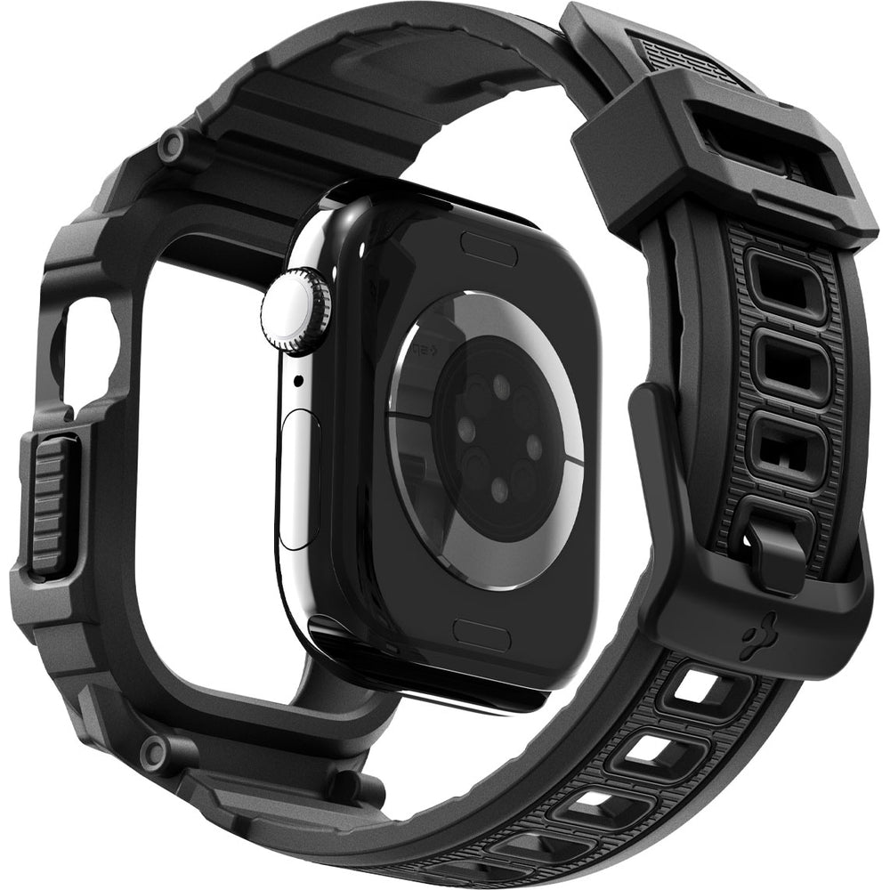 Schutzhülle mit Armband für Apple Watch 11 / 10 42 mm, Spigen Rugged Armor Pro 2, Schwarz