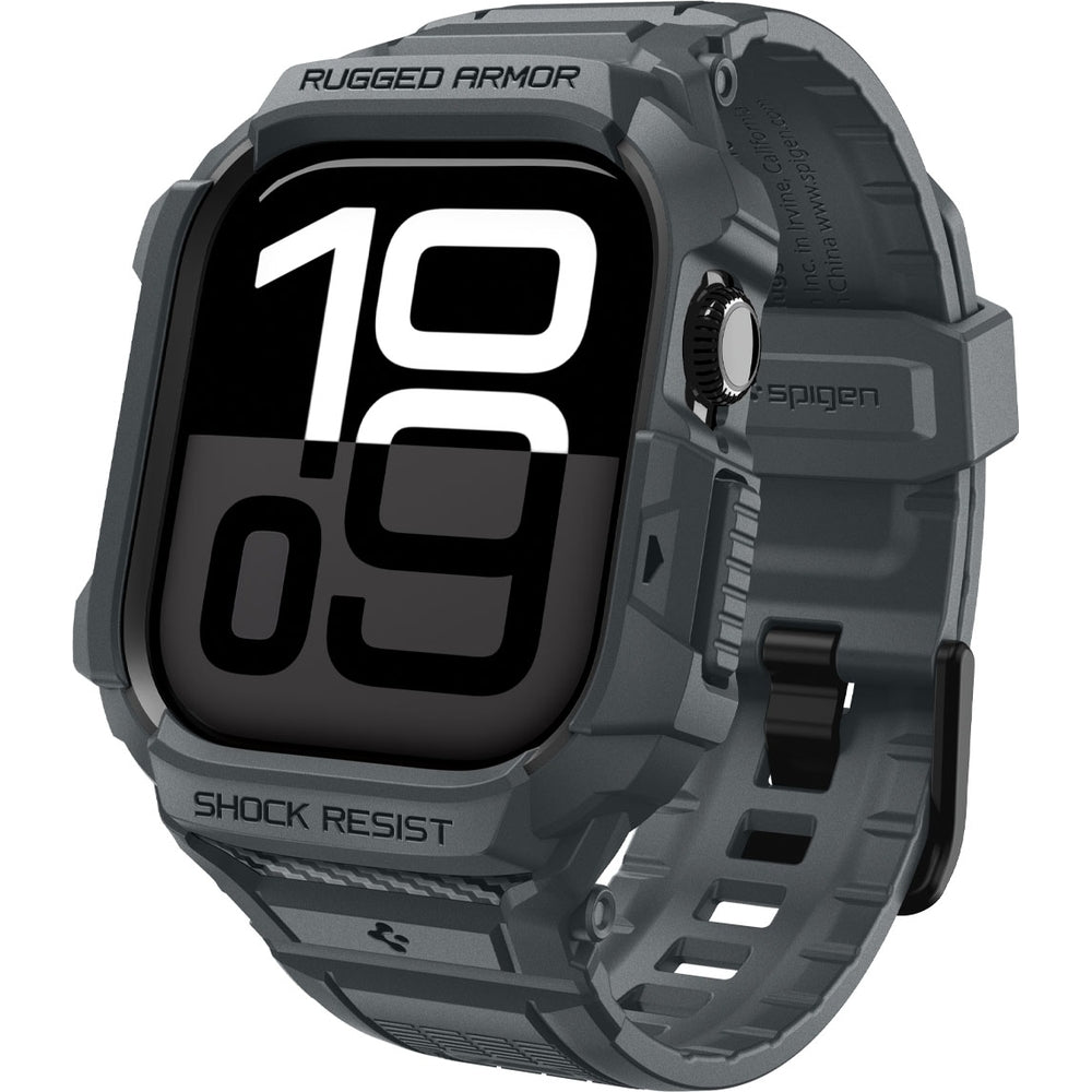 Schutzhülle mit Armband für Apple Watch 11 / 10 46 mm, Spigen Rugged Armor Pro 2, Grau