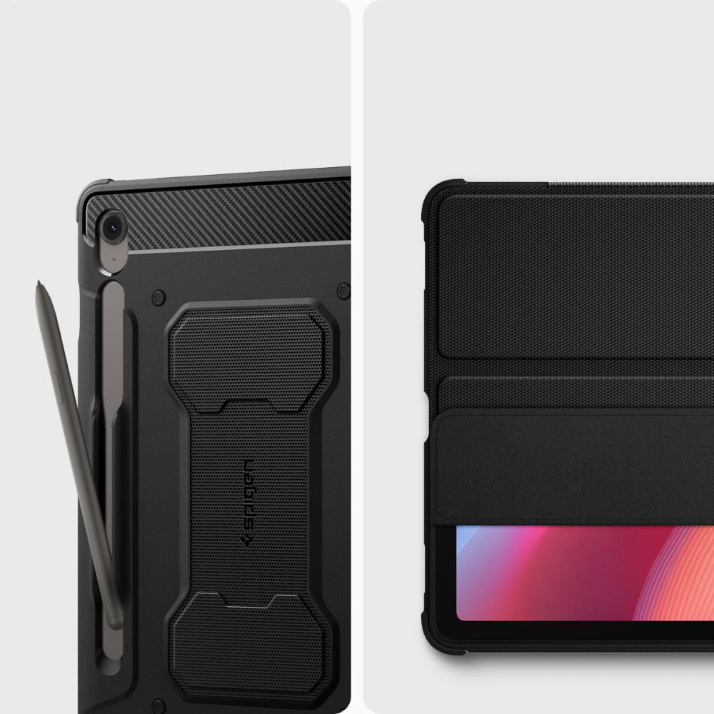 Hülle für Galaxy Tab S10 FE Plus, Spigen Rugged Armor Pro, Schwarz