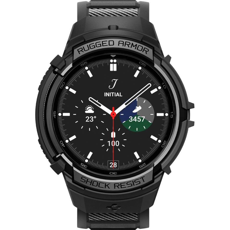 Schutzhülle mit Armband Spigen Rugged Armor Pro für Galaxy Watch 6 Classic 47 mm, Schwarz
