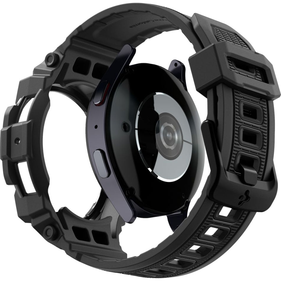 Schutzhülle mit Armband für Galaxy Watch 7 44mm, Spigen Rugged Armor Pro, Schwarz