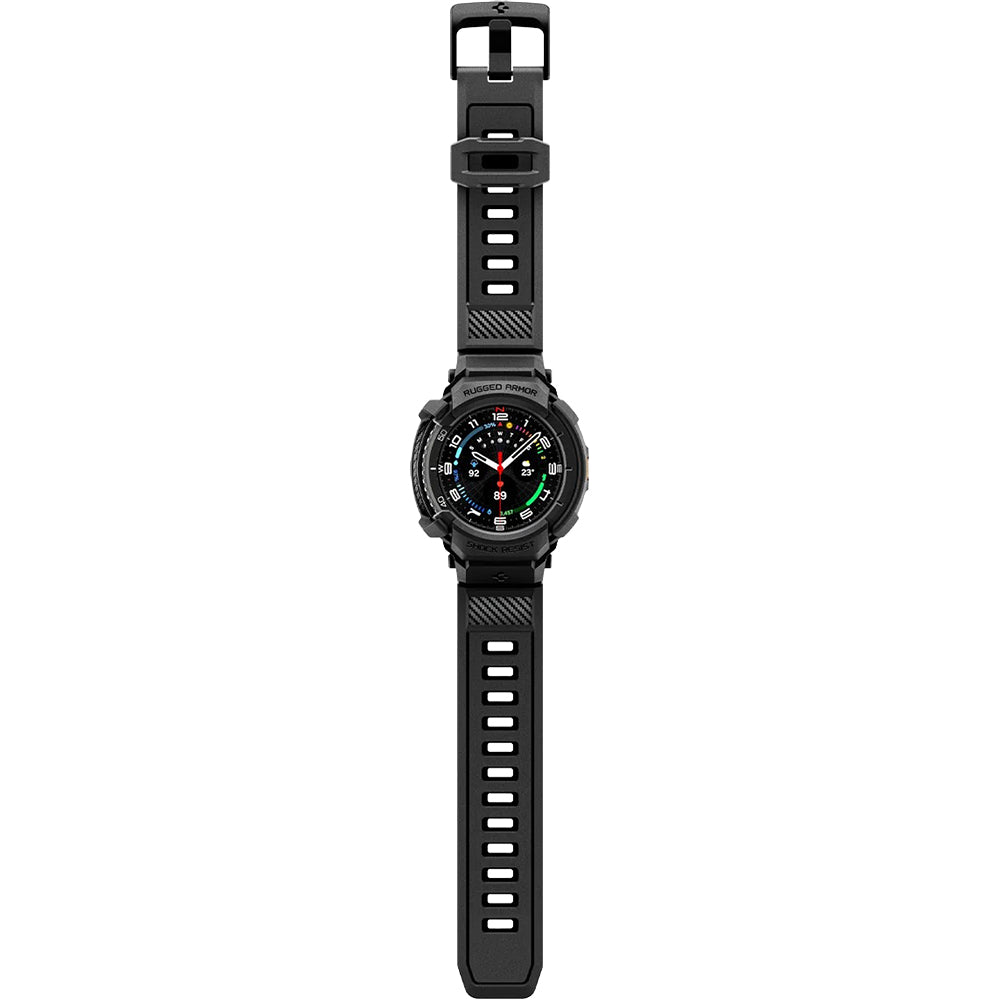 Schutzhülle mit Armband für Galaxy Watch 8 Classic 46mm, Spigen Rugged Armor Pro, Schwarz
