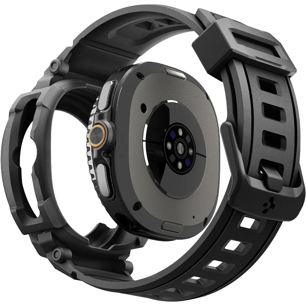 Schutzhülle mit Armband für Galaxy Watch 8 Classic 46mm, Spigen Rugged Armor Pro, Schwarz