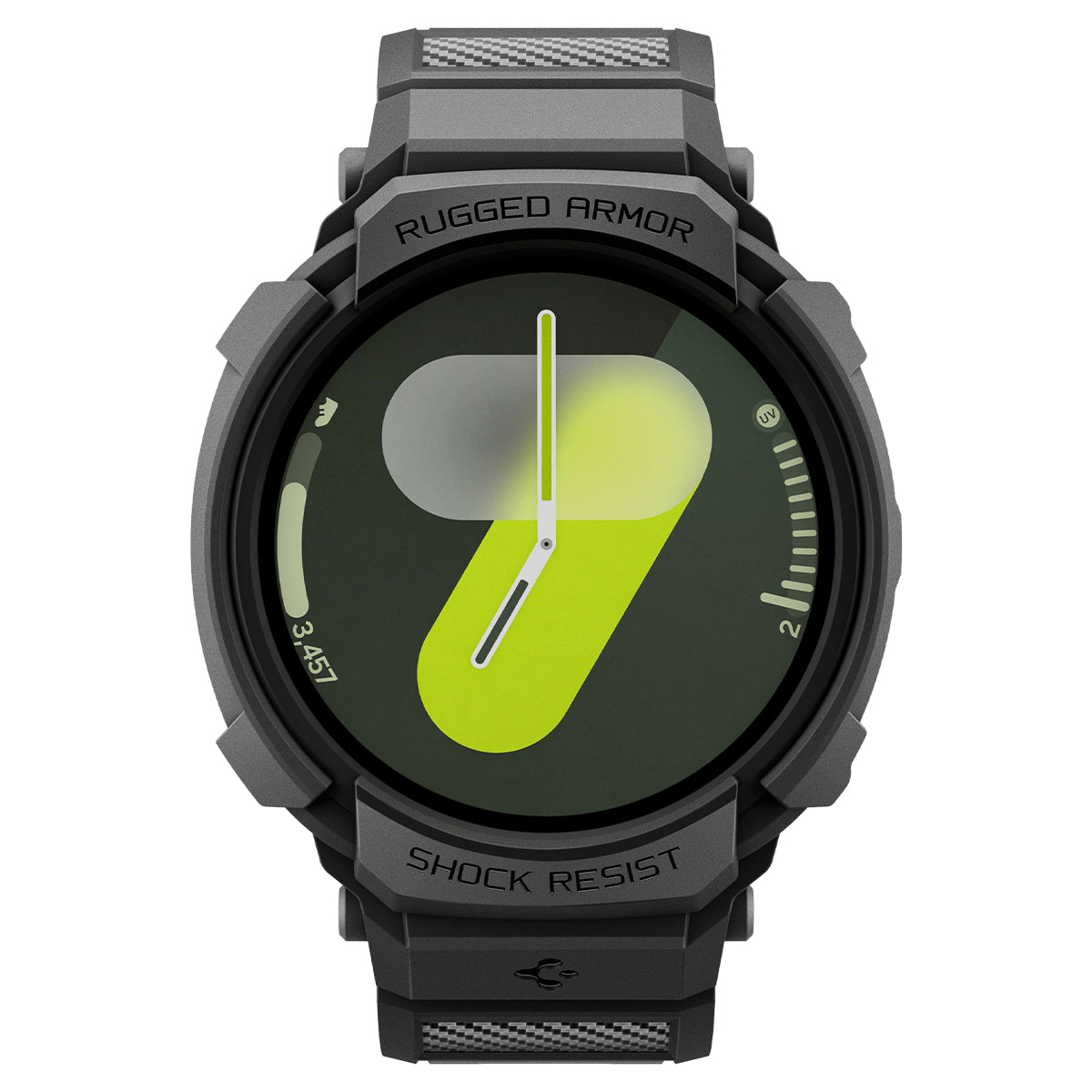 Schutzhülle mit Armband für Galaxy Watch 8 44mm, Spigen Rugged Armor Pro, Schwarz