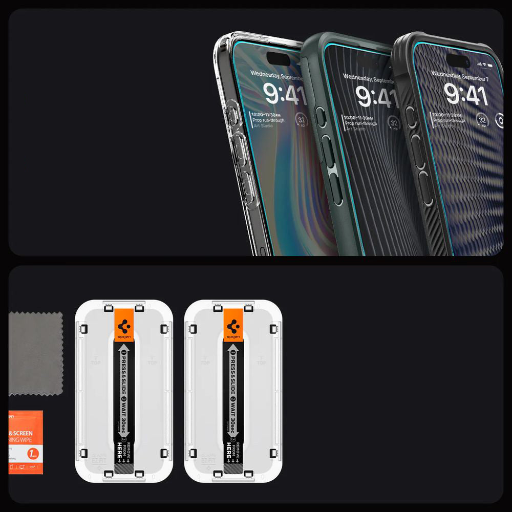 Glas für die Schutzhülle Spigen Glas.tR EZ Fit 2-Pack für iPhone 15 Pro