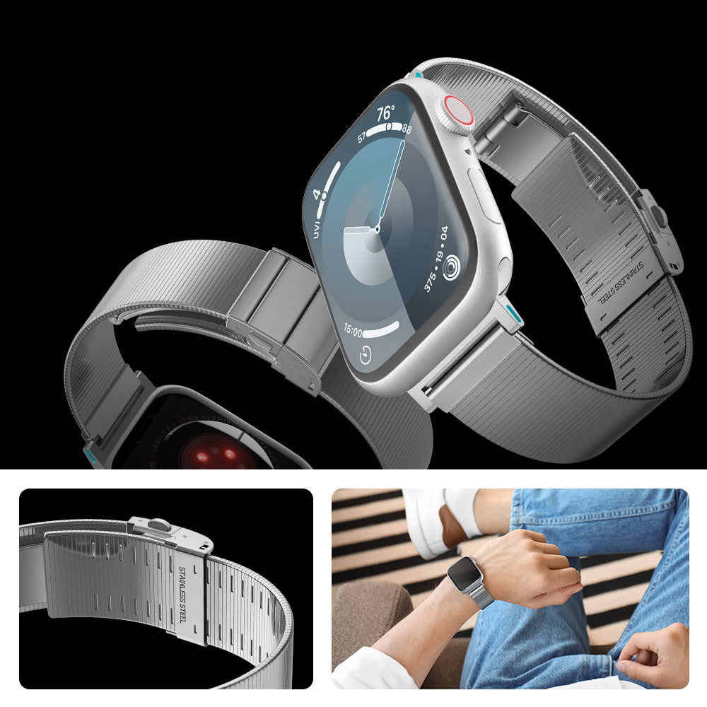 Armband für Apple Watch 49/46/45/44 mm, Spigen Sleek Link, Silbern
