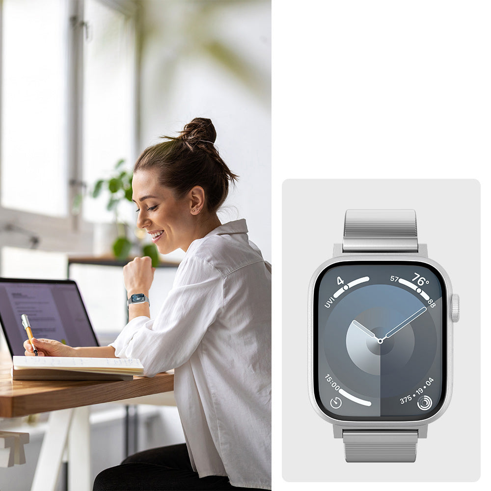 Armband für Apple Watch 49/46/45/44 mm, Spigen Sleek Link, Silbern
