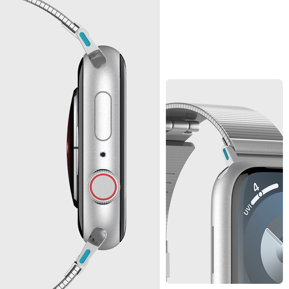 Armband für Apple Watch 49/46/45/44 mm, Spigen Sleek Link, Silbern