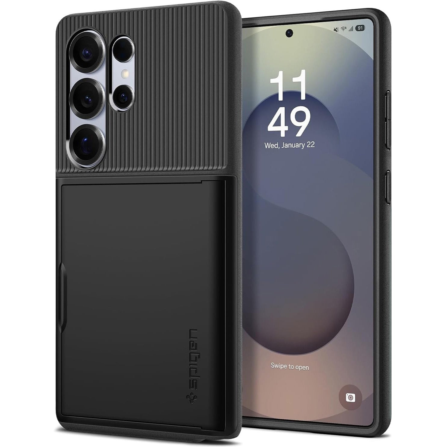 Handyhülle für Galaxy S25 Ultra, Spigen Slim Armor CS, Schwarz