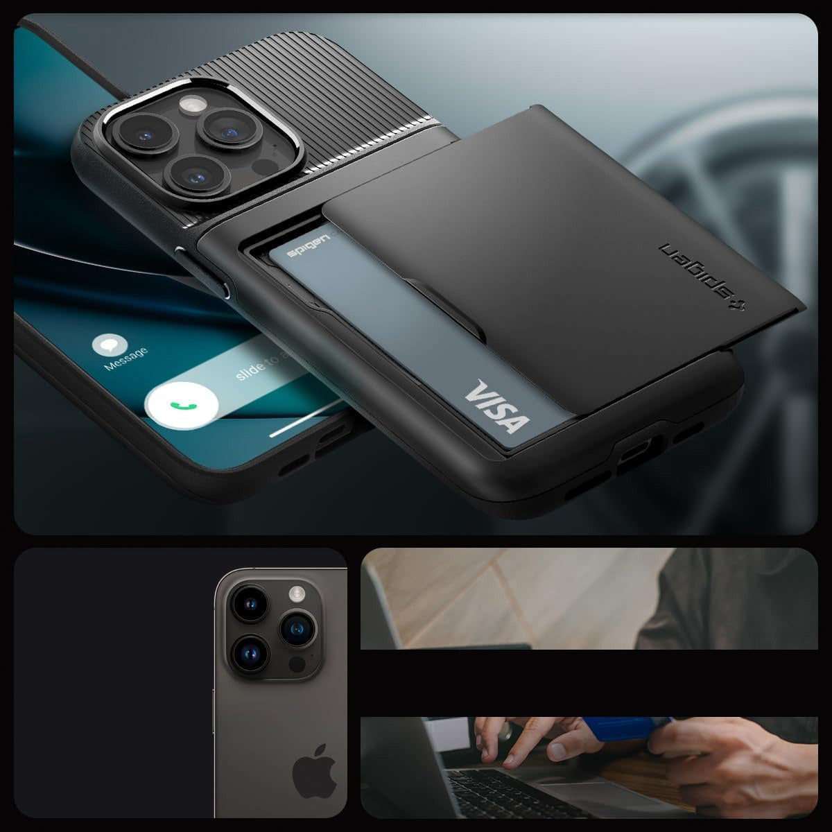 Schutzhülle Spigen Slim Armor CS für iPhone 15 Pro, Schwarz