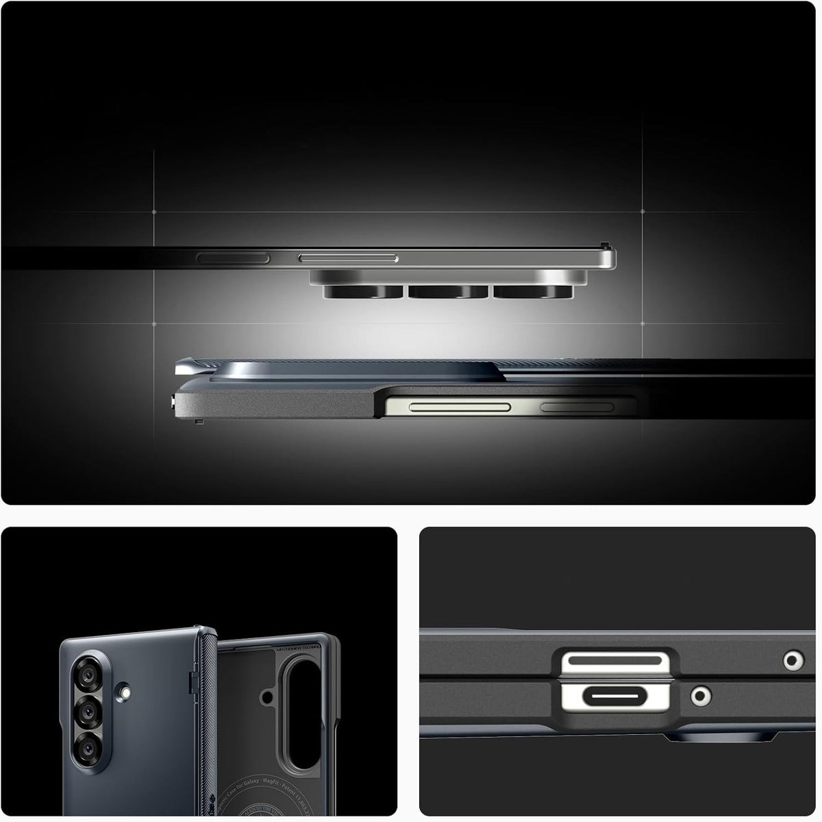 Handyhülle für Galaxy Z Fold7, Spigen Slim Armor Pro Mag mit MagSafe, Dunkelblau