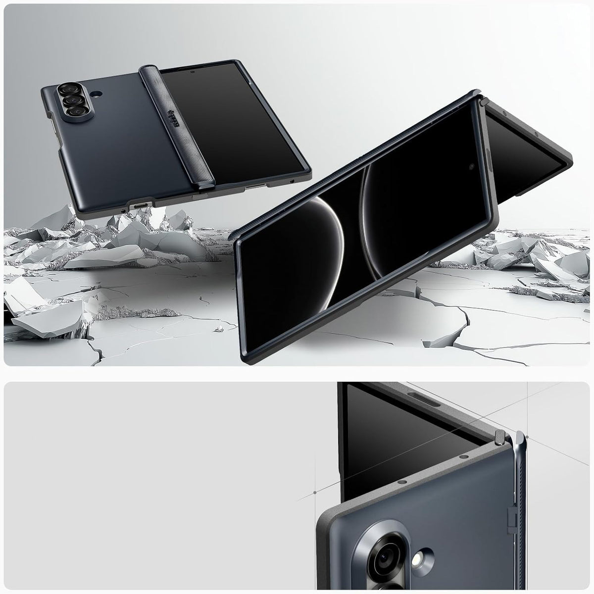 Handyhülle für Galaxy Z Fold7, Spigen Slim Armor Pro Mag mit MagSafe, Dunkelblau