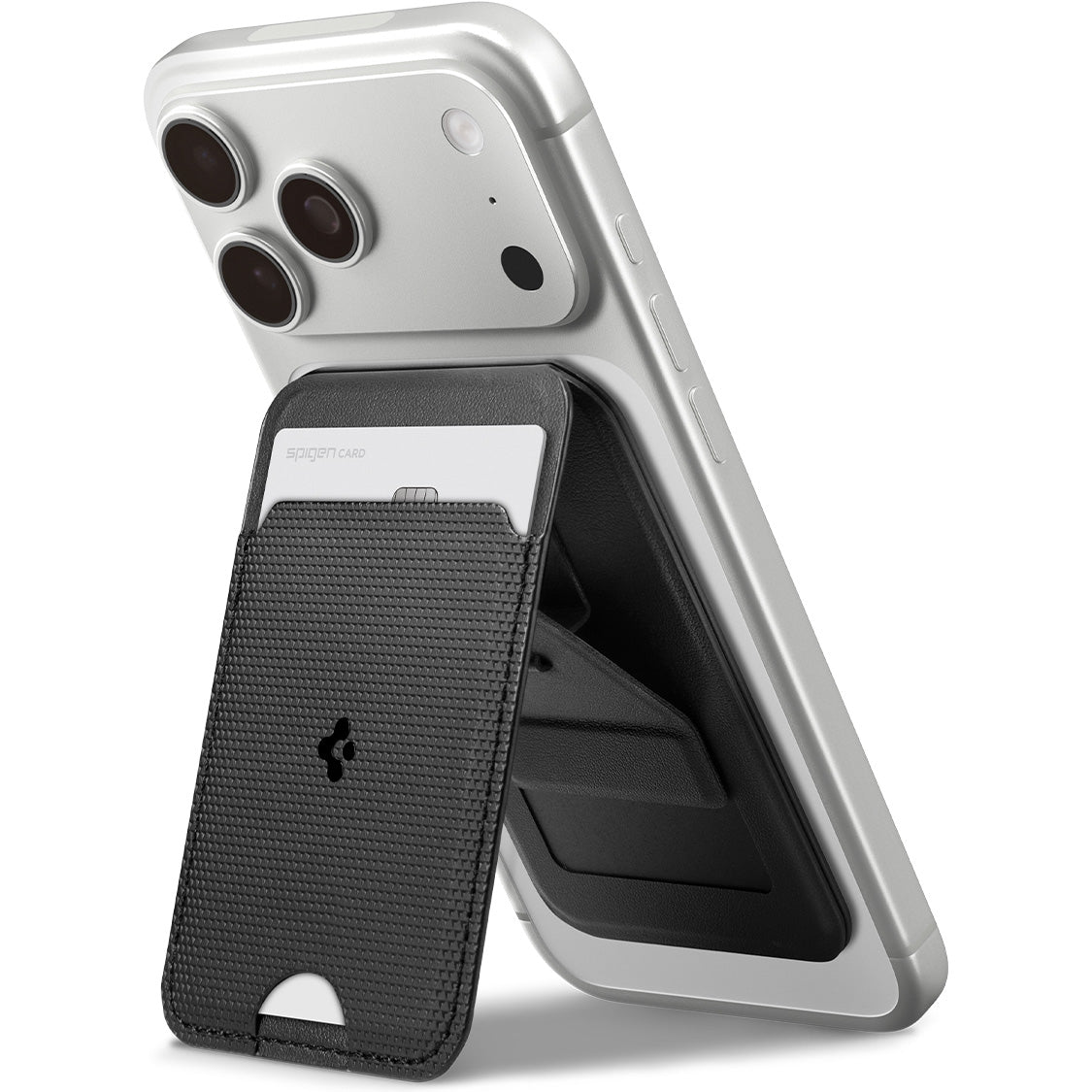 Kartenetui mit Ständer Spigen Slim Fold Mag S314-3 mit MagSafe, Schwarz