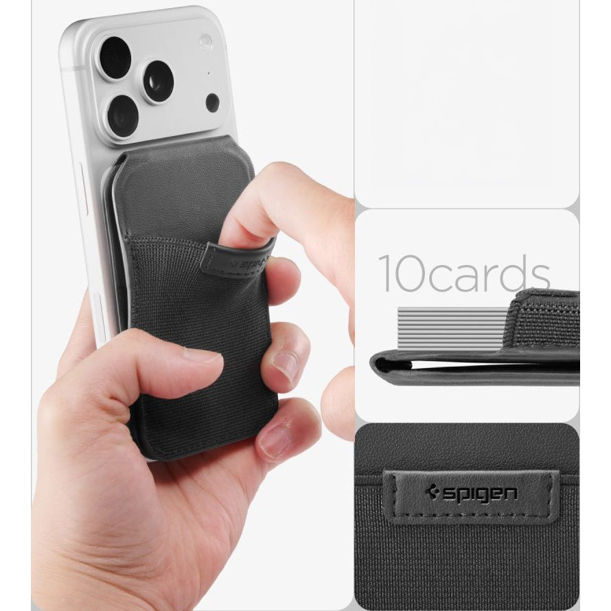 Kartenetui mit Ständer Spigen Slim Fold Mag S314-4 mit MagSafe, Schwarz