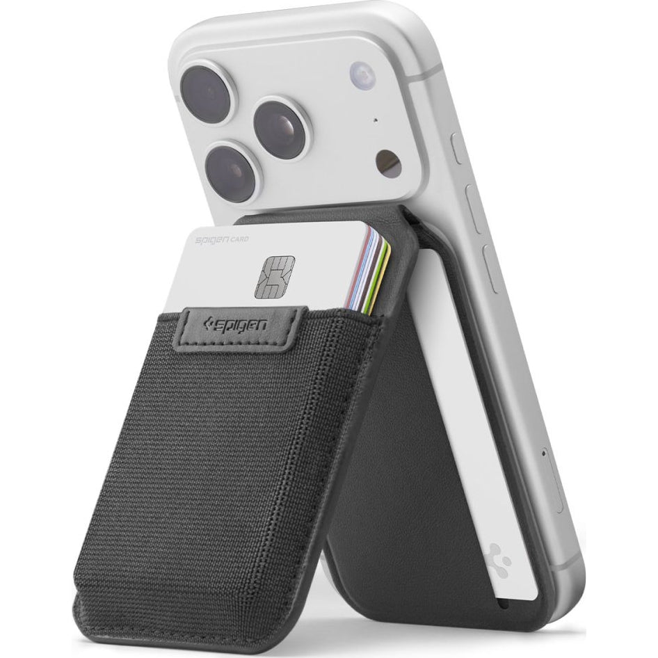 Kartenetui mit Ständer Spigen Slim Fold Mag S314-4 mit MagSafe, Schwarz