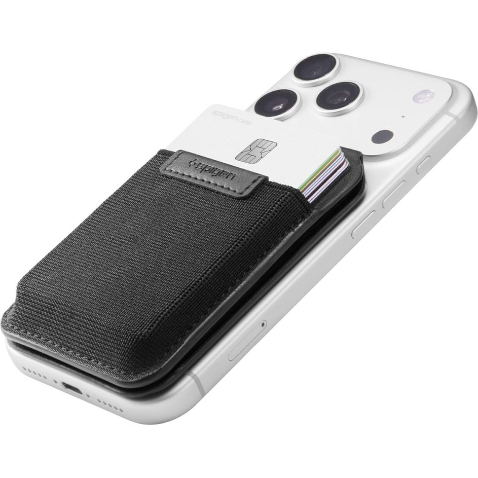Kartenetui mit Ständer Spigen Slim Fold Mag S314-4 mit MagSafe, Schwarz